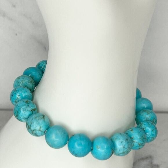 Faux Turquoise Bubble Beaded Stretch Bracelet - Picture 5 of 7